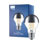 Philips Classic LED Bulbo E27 Pera Mirror 7.2W 650lm 650lm - 827 Bianco Molto Caldo | Dimmerabile - Sostitutiva 60W