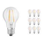 Confezione Multipack 10x Osram CLASSIC LED E27 Pera Filamento Chiara 4.2W 470lm - 927 Bianco Molto Caldo | Miglior Resa Cromatica - Dimmerabile - Sostitutiva 40W