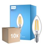 Confezione Multipack 10x Philips Corepro LED Candela E14 Filamento Chiara 6.5W 806lm - 827 Bianco Molto Caldo | Sostitutiva 60W