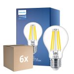 Confezione Multipack 6x Philips MASTER Value LED Bulbo E27 Pera Chiara 7.8W 1055lm - 927 Bianco Molto Caldo | Miglior Resa Cromatica - Dimmerabile - Sostitutiva 75W