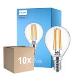Confezione Multipack 10x Philips Corepro LED Lustre E14 Sferica Filamento Chiara 6.5W 806lm - 827 Bianco Molto Caldo | Sostitutiva 60W