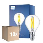 Confezione Multipack 10x Philips MASTER LED E14 Sferica Filamento Chiara 2.5W 340lm - 922-927 Dim To Warm | Miglior Resa Cromatica - Dimmerabile - Sostitutiva 25W