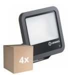 Confezione Multipack 4x Ledvance Proiettore LED Aluminium Nero 69W 10000lm 100D - 840 Bianco Freddo | IP66 - Sensore Di Luce - Simmetrico