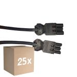 Confezione Multipack 25x Noxion GST - Compatibile Cavo di prolunga Nero - Maschio + Femmina - 3m - 3 pole 1,5mm2