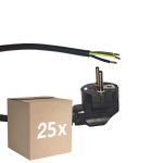 Confezione Multipack 25x Noxion Power Cavo di alimentazione Nero - Schuko Europlug + Estremità aperte - 2m - 3 pole 0,75mm2