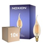 Confezione Multipack 10x Noxion Lucent LED E14 Candela Filamento Ambra BA35 4.5W 400lm - 822 Bianco Molto Caldo | Dimmerabile - Sostitutiva 35W