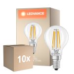 Confezione Multipack 10x Ledvance Classic LED E14 Pera Filamento Chiara 3.4W 470lm - 827 Bianco Molto Caldo | Sostitutiva 40W