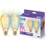 Pacco doppio 2x WiZ Smart LED E27 Edison Filamento Oro 7W 640lm | Miglior Resa Cromatica - Dimmerabile - Sostitutiva 50W