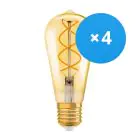 Confezione Multipack 4x Osram Vintage 1906 LED E27 Pera Oro 4W 300lm - 820 Bianco Molto Caldo | Sostitutiva 25W