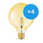 Confezione Multipack 4x Osram Vintage 1906 LED E27 Sferica Oro 4W 410lm - 824 Bianco Molto Caldo | Sostitutiva 40W