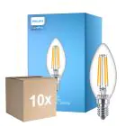 Confezione Multipack 10x Philips Corepro LED Candela E14 Filamento Chiara 6.5W 806lm - 827 Bianco Molto Caldo | Sostitutiva 60W