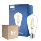 Confezione Multipack 6x Philips MASTER Value LED Bulbo E27 Edison Filamento Chiara 5.9W 806lm - 927 Bianco Molto Caldo | Miglior Resa Cromatica - Sostitutiva 60W