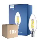 Confezione Multipack 10x Philips MASTER LED E14 Candela Filamento Chiara 2.5W 340lm - 922-927 Dim To Warm | Miglior Resa Cromatica - Dimmerabile - Sostitutiva 25W