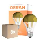 Confezione Multipack 6x Osram Classic LED E27 Pera Filamento Mirror Oro 4W 400lm - 827 Bianco Molto Caldo | Sostitutiva 35W