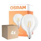 Confezione Multipack 4x Osram LED Superstar E27 Globe G125 Filamento Chiara 11W 1521lm - 927 Bianco Molto Caldo | Miglior Resa Cromatica - Sostitutiva 100W