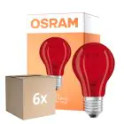 Confezione Multipack 6x Osram LED Star Classic Decor E27 Pera Filamento Ghiaccio 2.5W 45lm - Rosso | Sostitutiva 7W