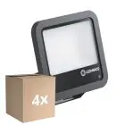 Confezione Multipack 4x Ledvance Proiettore LED Aluminium Nero 69W 10000lm 100D - 840 Bianco Freddo | IP66 - Sensore Di Luce - Simmetrico