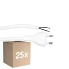 Confezione Multipack 25x Noxion Euro Cavo di alimentazione - C7 Europlug + Estremità aperte - Bianca 2m - 2 pole 0,75mm2