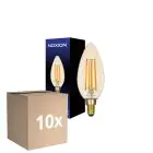 Confezione Multipack 10x Noxion Lucent LED E14 Candela Filamento Ambra B35 4.5W 400lm - 822 Bianco Molto Caldo | Dimmerabile - Sostitutiva 35W