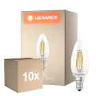 Confezione Multipack 10x Ledvance Classic LED E14 Candela Filamento Chiara 3.4W 470lm - 827 Bianco Molto Caldo | Sostitutiva 40W
