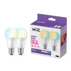 Pacco doppio 2x WiZ Smart LED E27 Pera Ghiaccio 8W 806lm | Miglior Resa Cromatica - Dimmerabile - Sostitutiva 60W